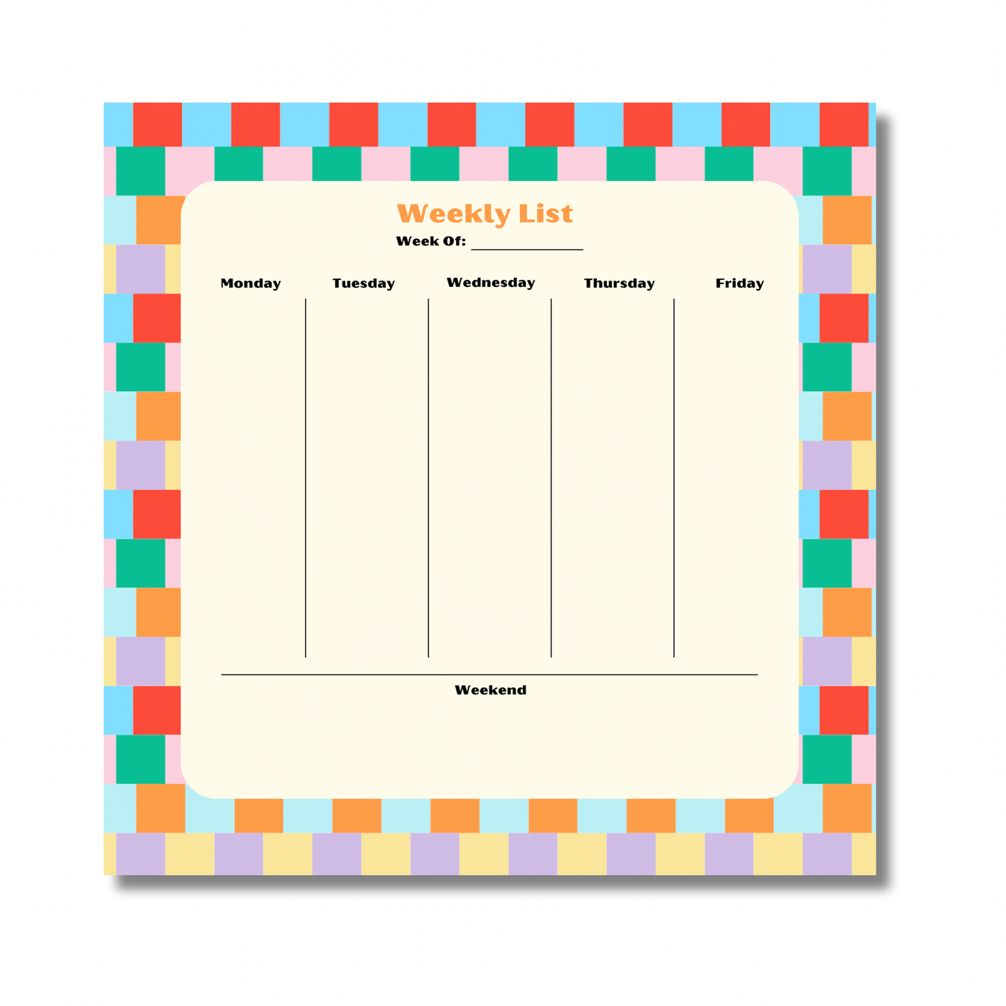 Weekly List Notepad in Color Block