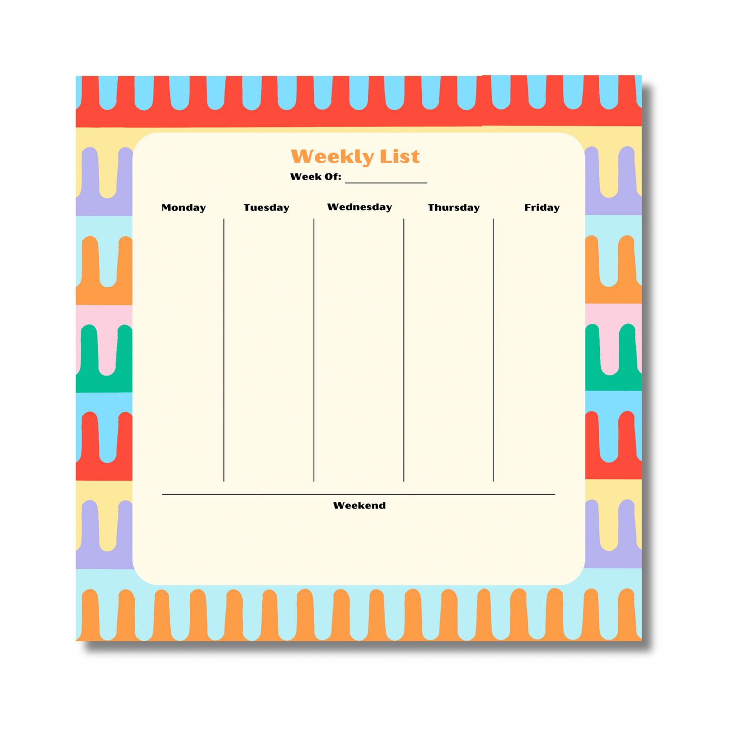 Weekly List Notepad in Color Wave