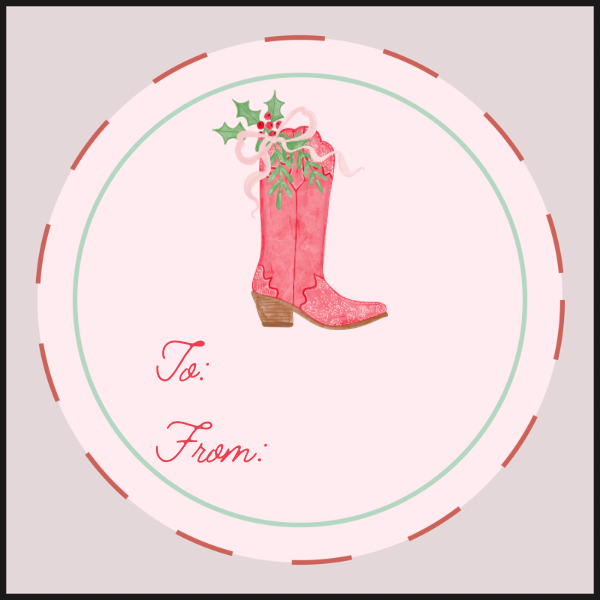 Cowboy Christmas “To: From:” Sticker