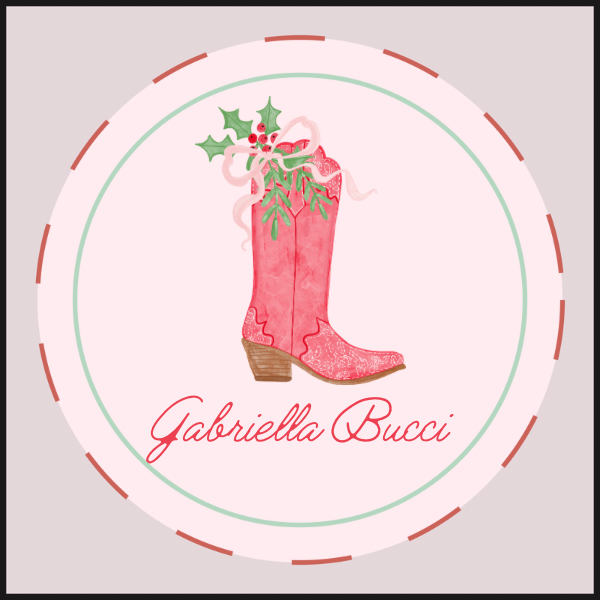 Cowboy Christmas Name Sticker