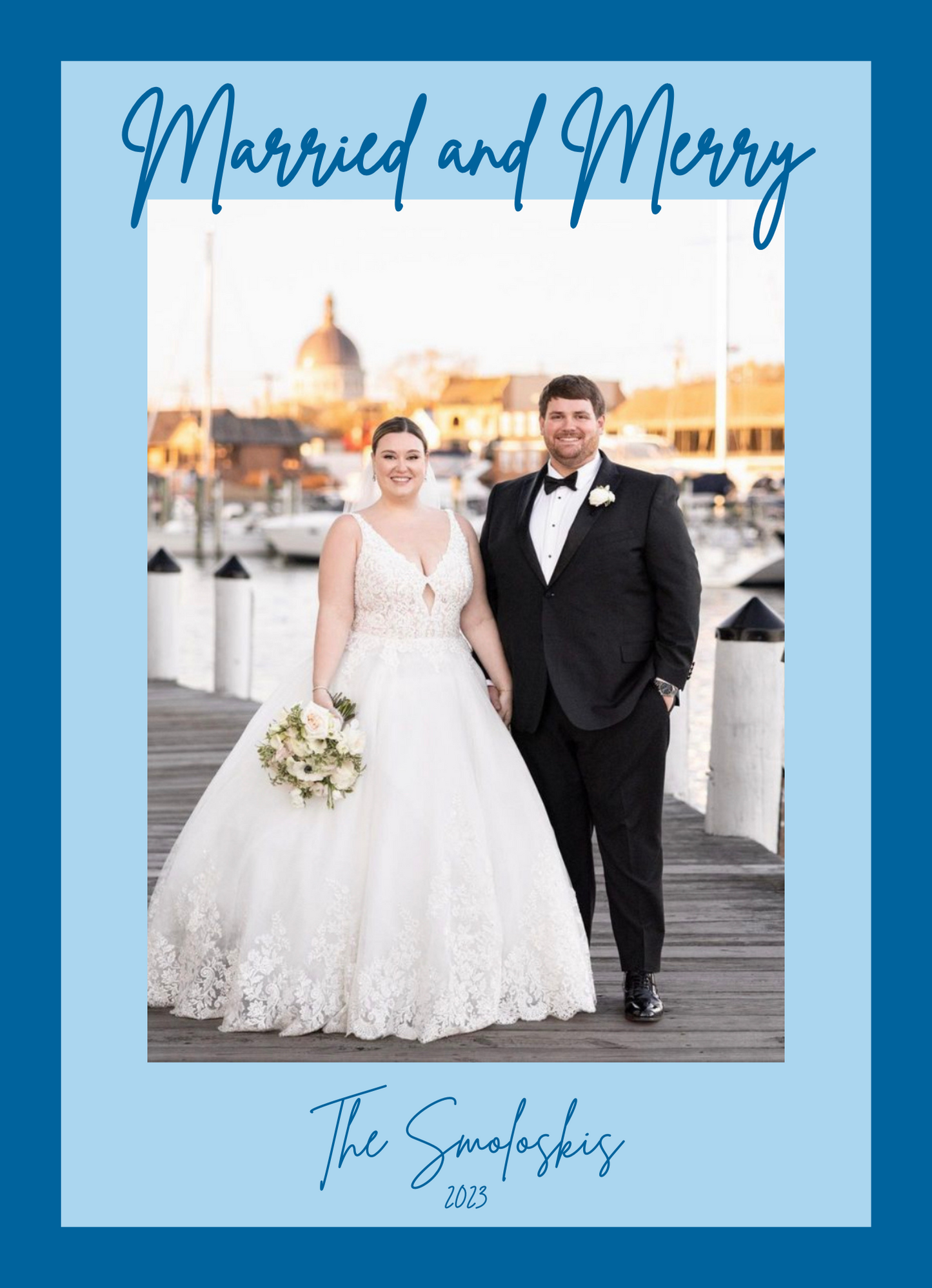 Married and Merry Christmas Card (Blue)