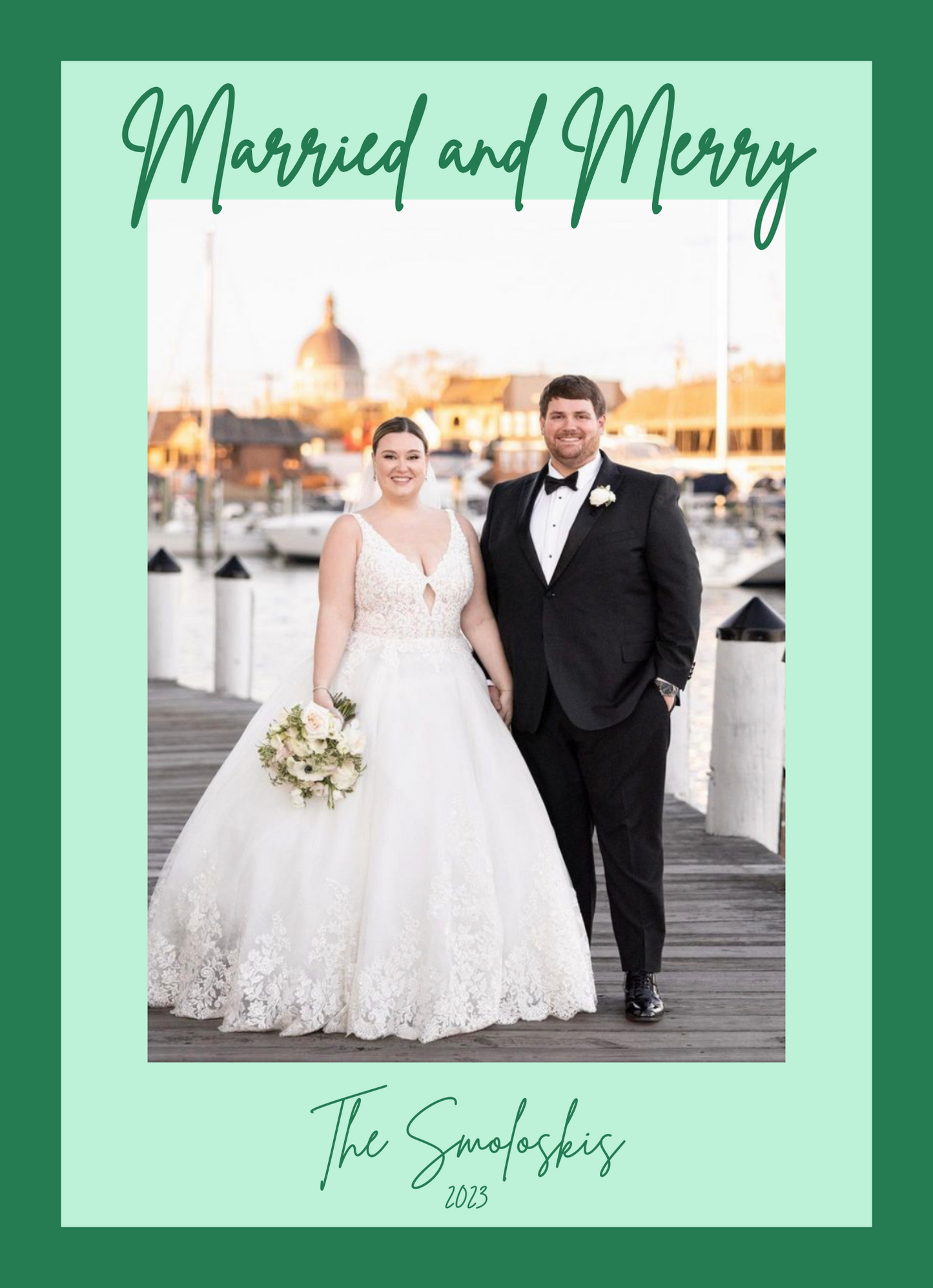 Married and Merry Christmas Card (Green)