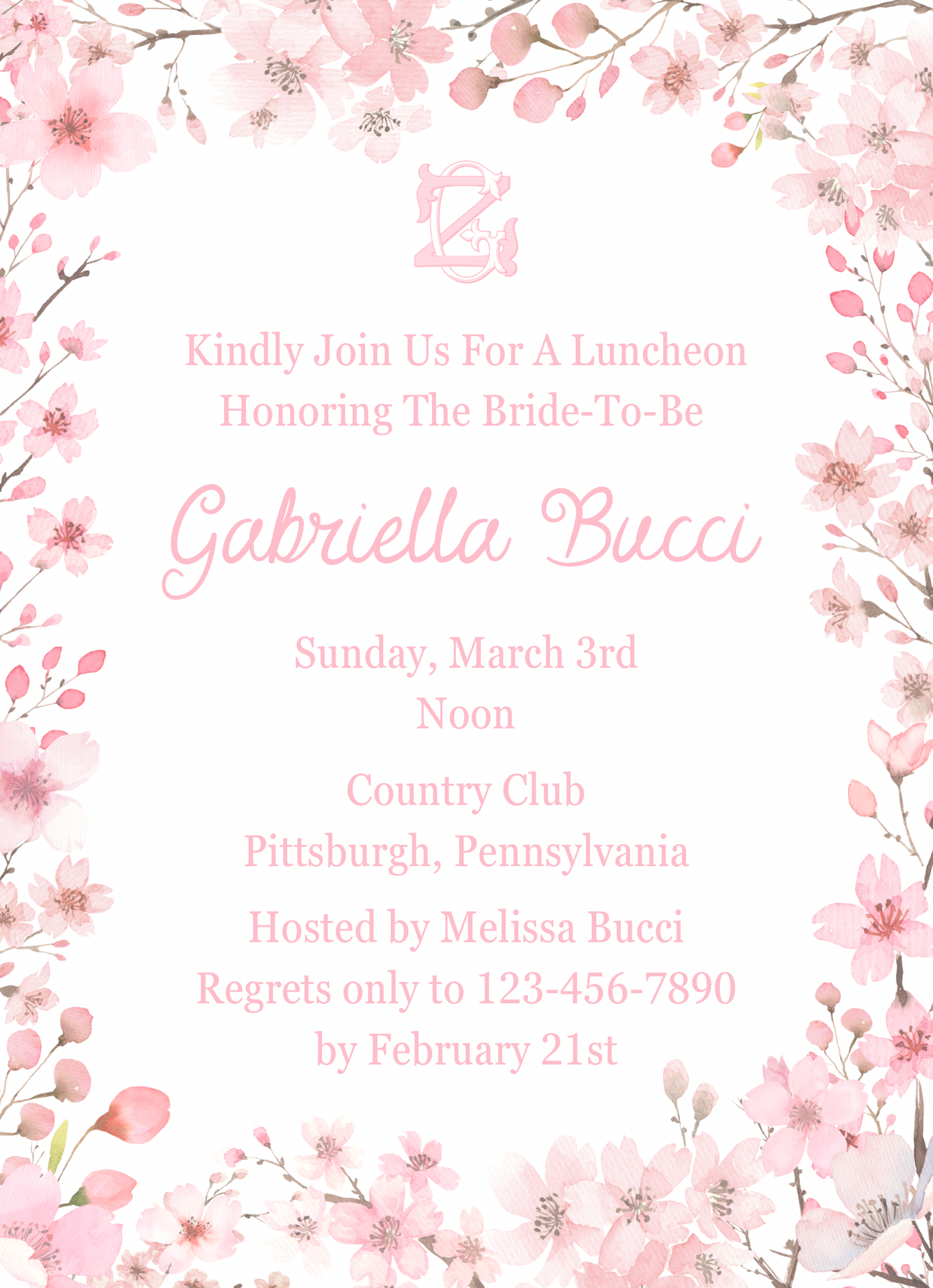 Cherry Blossom Invitation