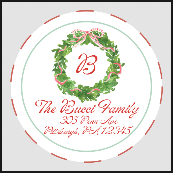 Christmas Wreath Return Address Sticker