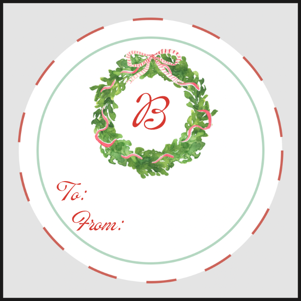 Christmas Wreath “To: From:” Sticker