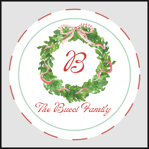 Christmas Wreath Name Sticker